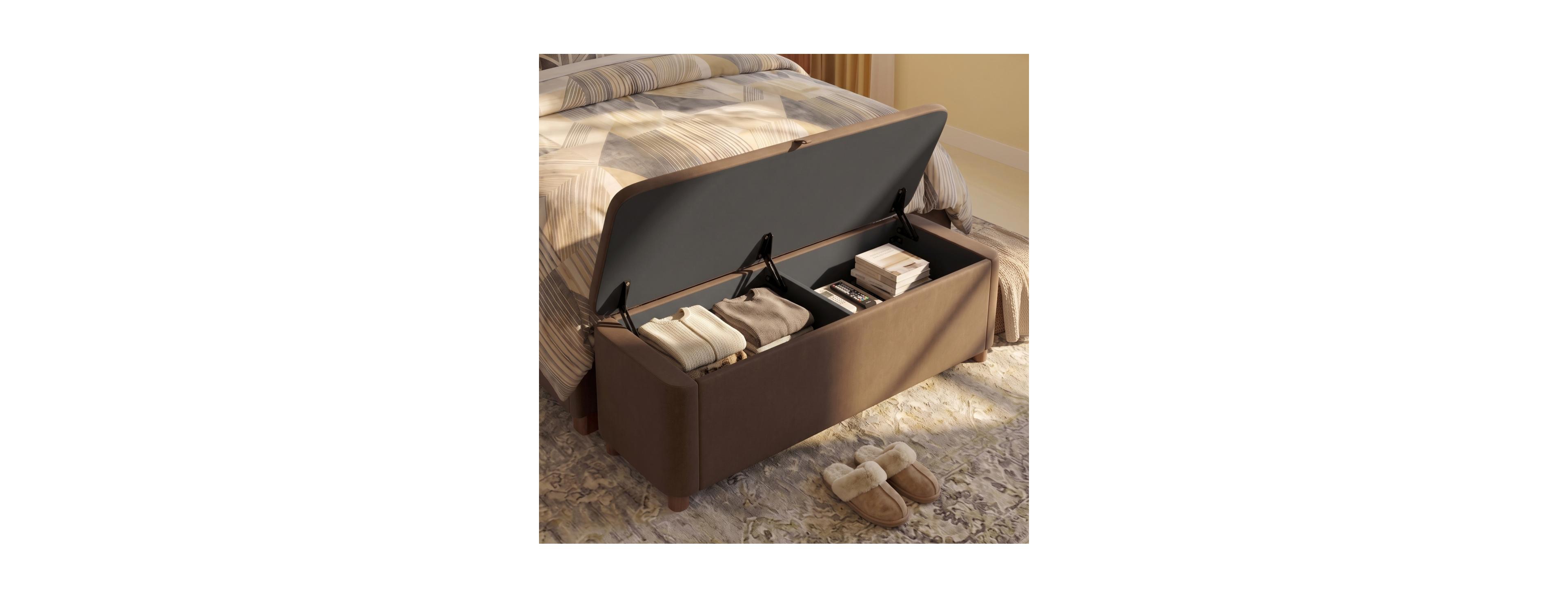 Streamdale Furniture 59" Velvet Storage Ottoman Bench