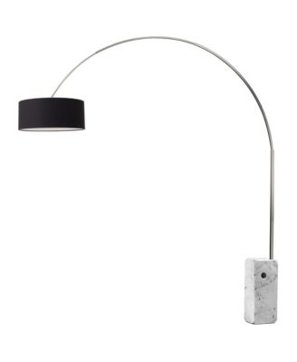 Iconic Arc Lamp - Satin Nickel,  Marble Base, Drum Linen Shade, Dimmable