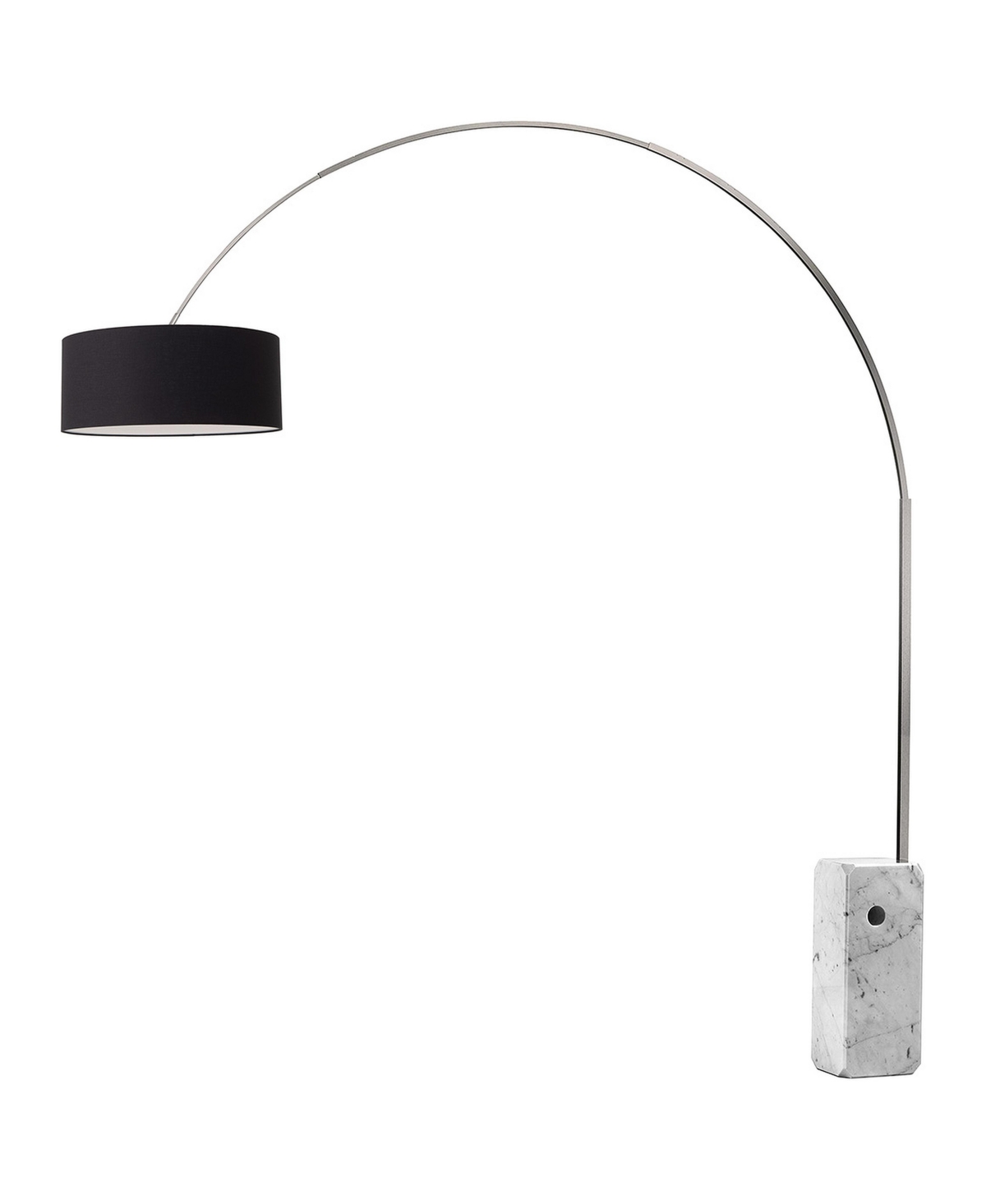 Nova of California 2110811BK Iconic 95 inch 14 watt Satin Nickel and White Arc Floor Lamp Portable Light in Black Linen