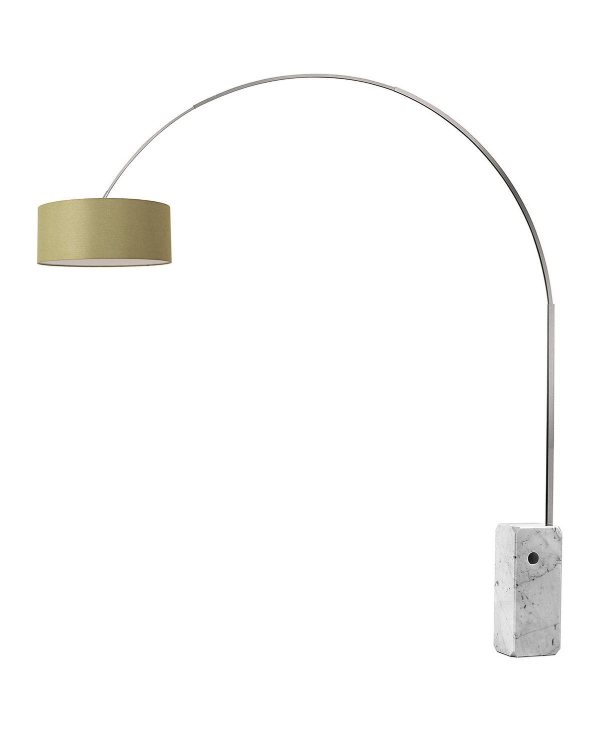 Nova of California 2110811AV Iconic 95 inch 14 watt Satin Nickel and White Arc Floor Lamp Portable Light in Avocado Linen