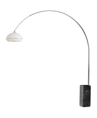 Iconic Arc Lamp - Satin Nickel, Marble Base, Morelli Lucite Shade, Dimmable