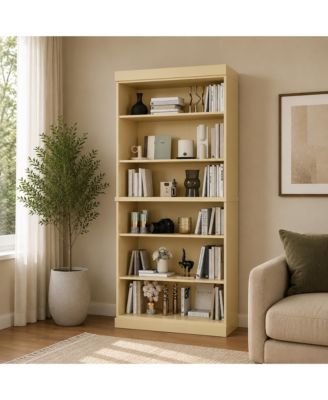 71.5 Inch 6-Shelf Solid Brazilian Pine Adjustable Modular Freestanding Bookcase