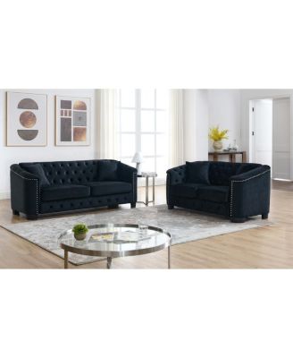 Chelsfield Sofa Set with Deep Cushions and Brass Studs