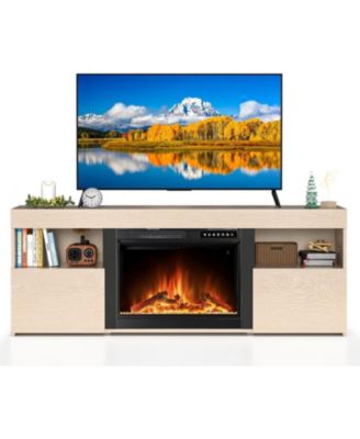 60" Fireplace TV Stand with Heater, LED Flame, Remote