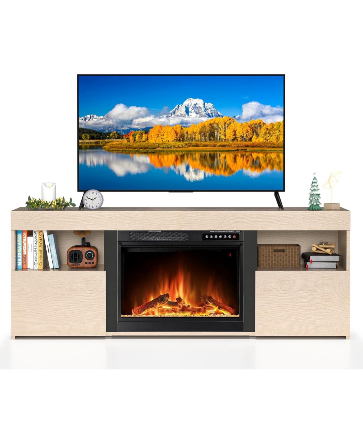 Electactic 60" Fireplace Tv Stand with Heater, Led Flame, Remote