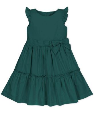 Girls' 4-16 Flutter-Sleeve Tiered Sateen Dress