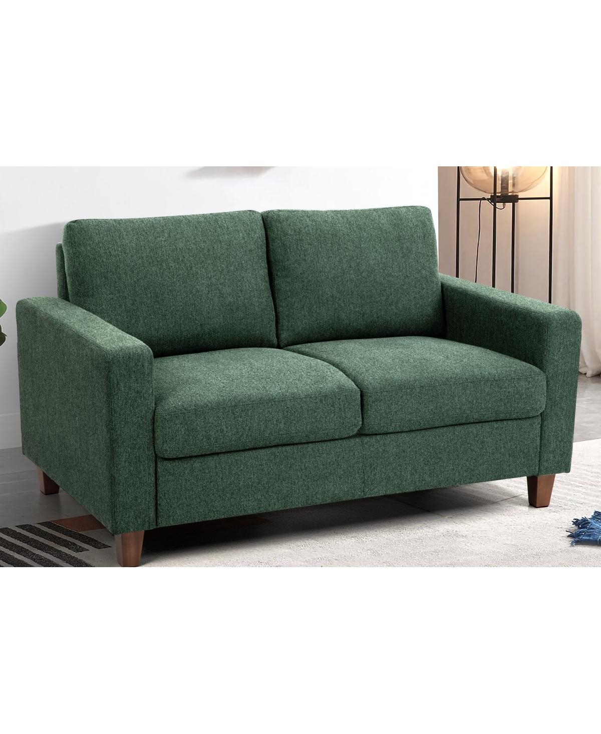 Streamdale Furniture Mid-Century Modern 2-Seater Fabric Loveseat Sofa with Wooden Legs