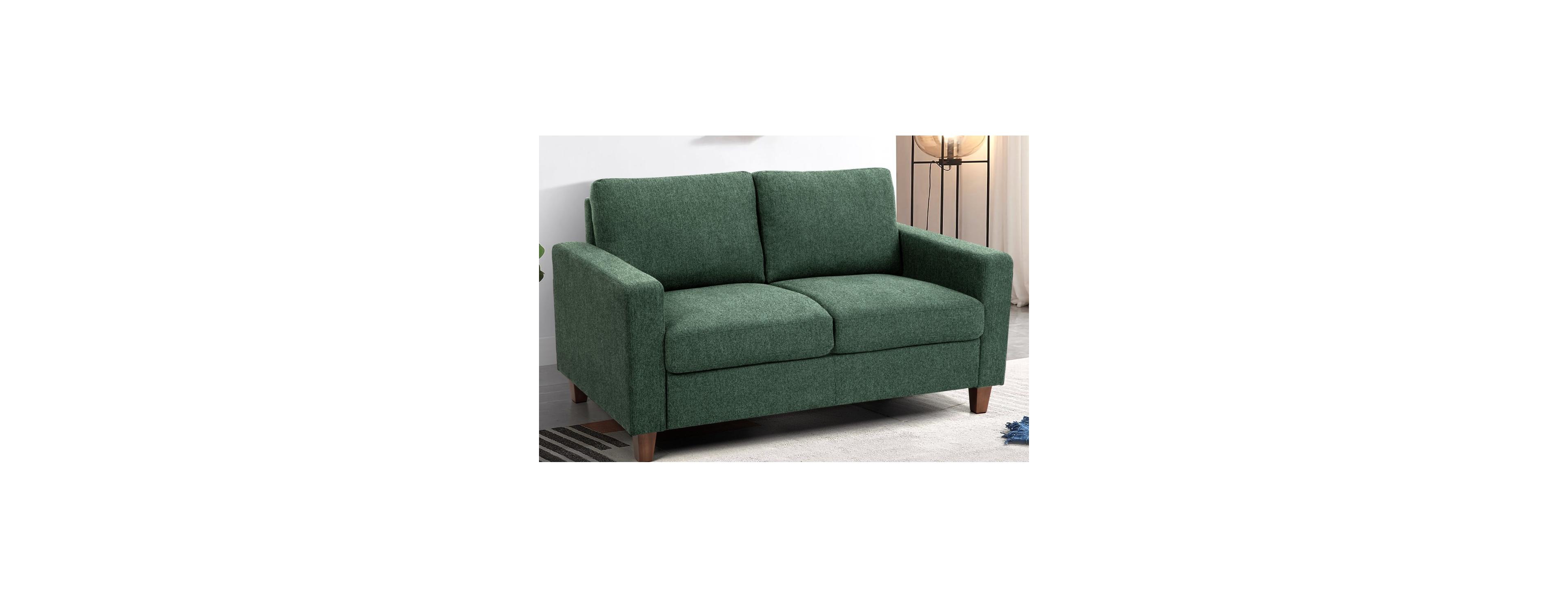 Streamdale Furniture Mid-Century Modern 2-Seater Fabric Loveseat Sofa with Wooden Legs