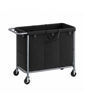 52.8 Gal 3-Section Rolling Laundry Basket with Removable Liners