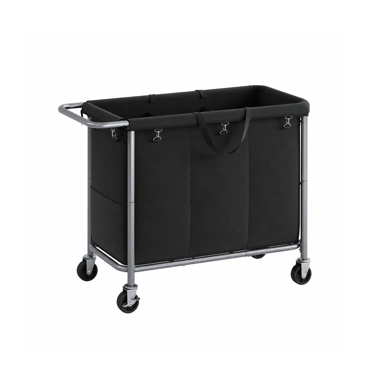 Volenca 52.8 Gal 3-Section Rolling Laundry Basket with Removable Liners - Ink black