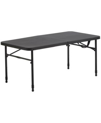 40 Plastic Adjustable Height Fold-in-Half Folding Table, Rich