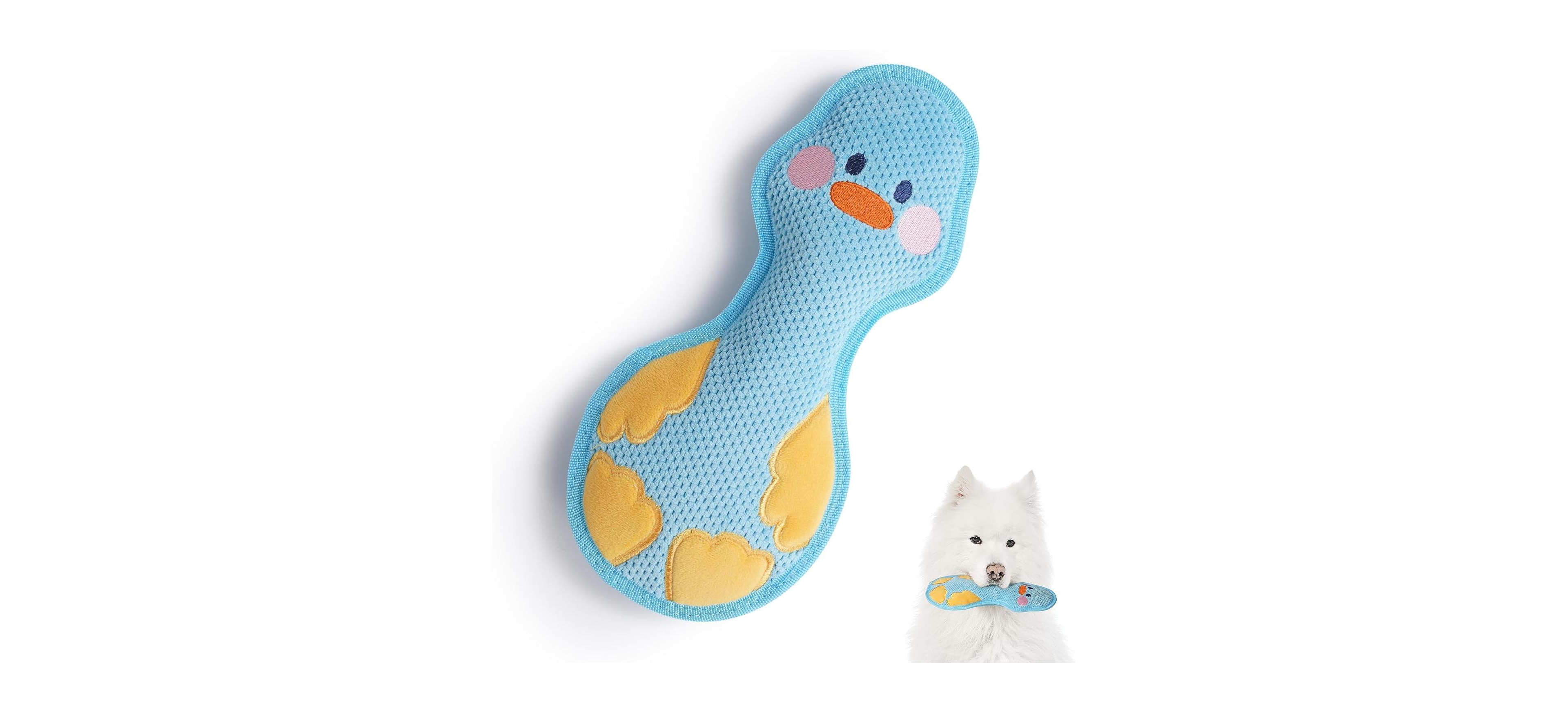 Nocciola Durabite Duck Squeaky Dog Toy, Squeaky Plush Toy with Dual Layers, Durable Teething Toyfor Aggressive Chewers, Comfort and Chewing Toy
