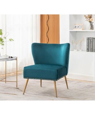 Printed Cloth Accent Chair with Metal Legs