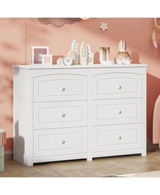 Kids Dresser Cabinet with 6 Drawers and Large Table Top