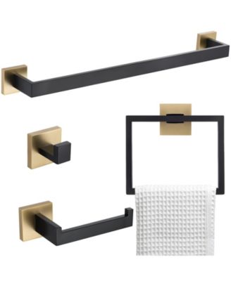 4 Piece 23.6" Bathroom Towel Bar Hardware Set Wall Mounted Stainless Steel Kit