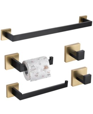 5 Pieces 24" Bathroom Hardware Set Towel Bar Toilet Paper Holder Hooks Wall Mounted
