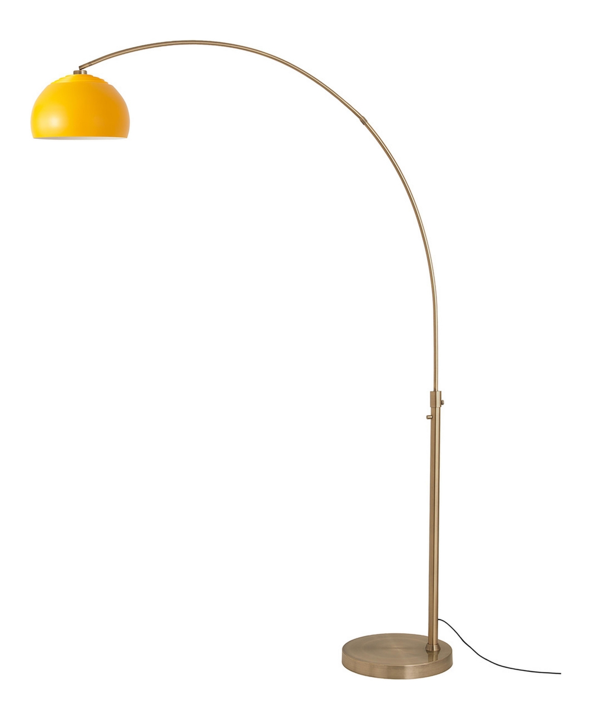 Nova Of California Half Dome 92"H 1-Light Arc Lamp, Mustard Shade, Weathered Brass , Dimmable, for Living Room or Bedroom