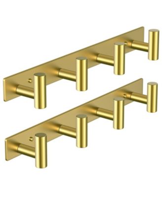 2Pack Wall Mount Coat Rack with Hooks for Bathroom Hardware Organizer 4 Hooks