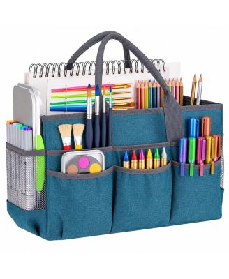 Large Art Supply Storage Tote Bag with Mesh Pockets Organizer