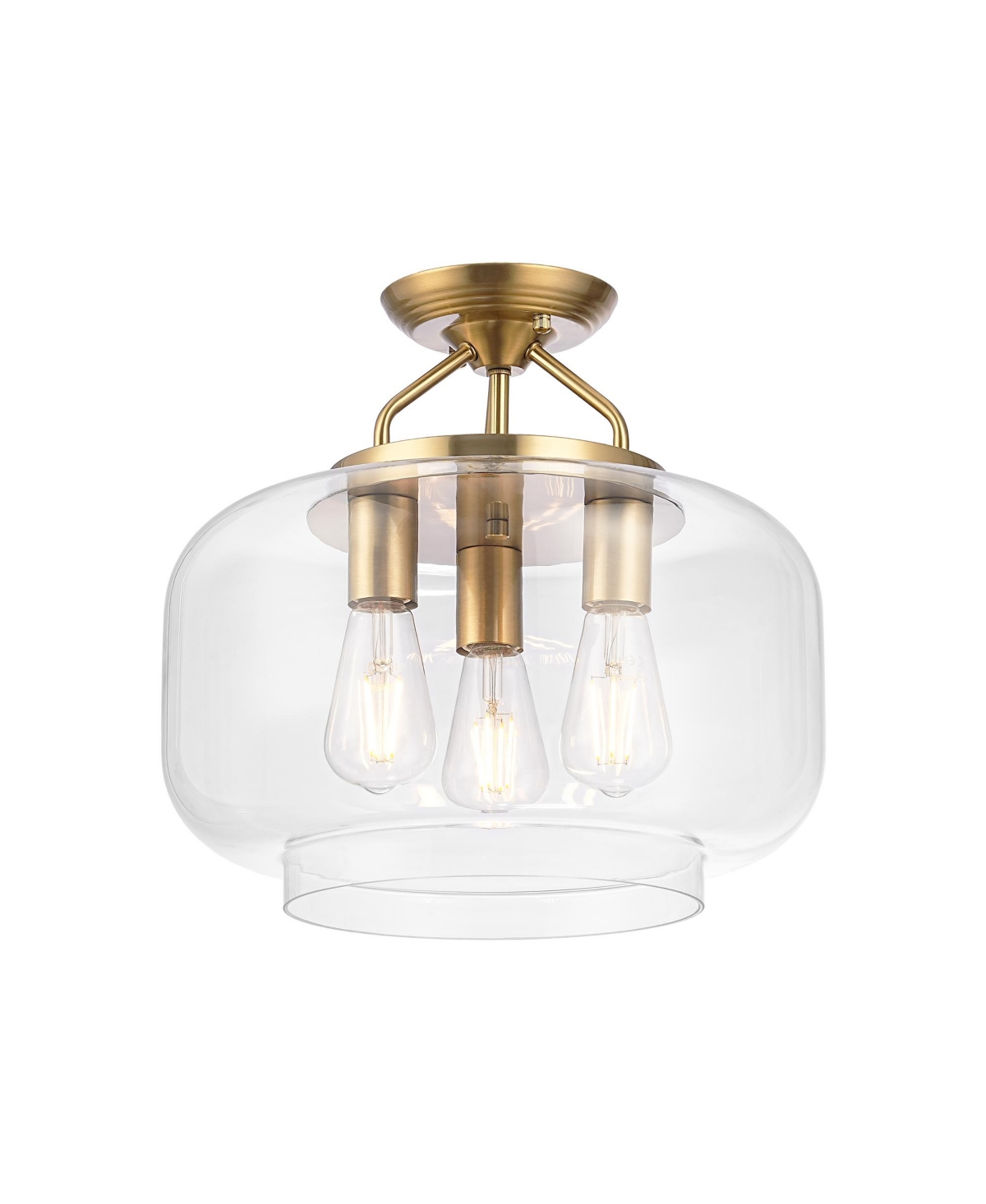 Parrot Uncle 15 Inch Modern Clear Glass 3 Light Semi Flush Mount Ceiling Light for Hallway, Kitchen, Bedroom - Clear