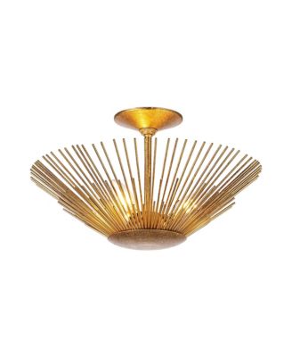 17 Inch Mid Century Modern Sunburst 3 Light Semi Flush Mount Ceiling Light