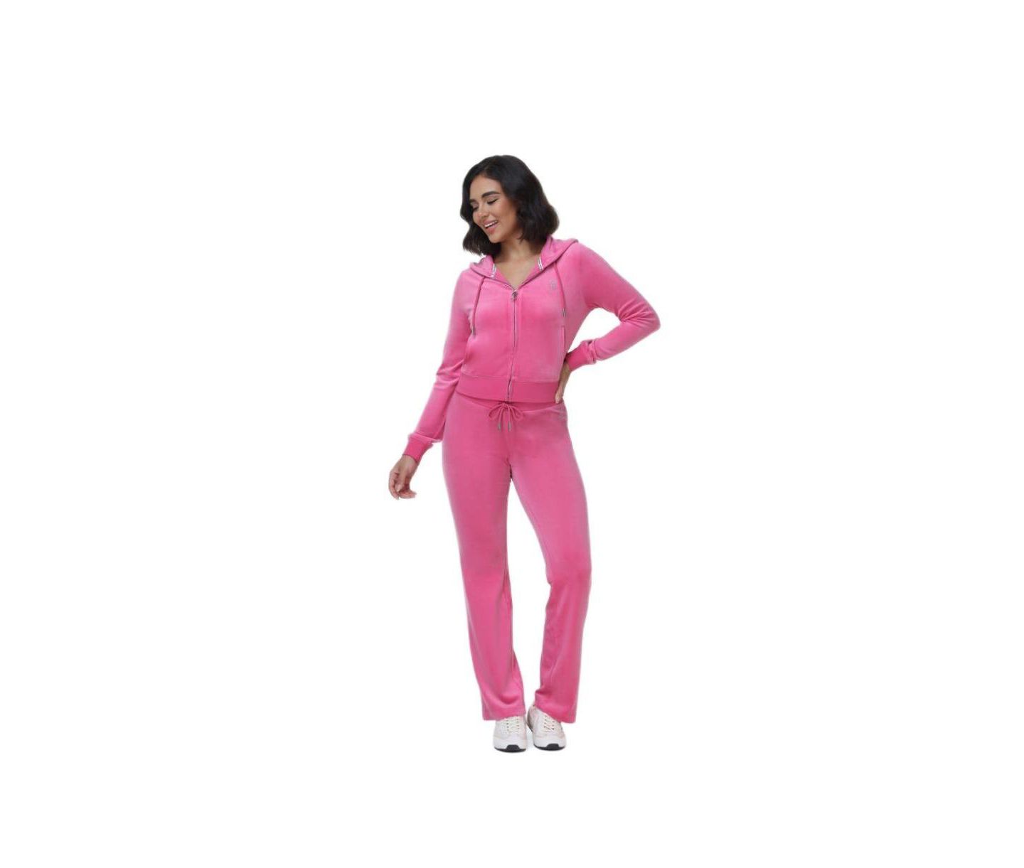 Женские спортивные брюки Juicy Couture с резинкой в рубчик и двойным декором, цвет: Нежно-розовый — фото 5