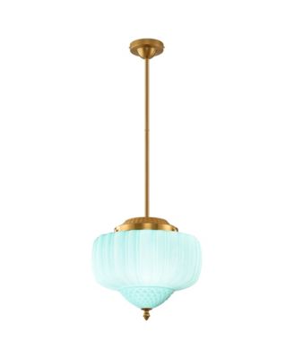 13-Inch Vintage  Ribbed Opal Glass 3-Light Schoolhouse Pendant Ceiling Light