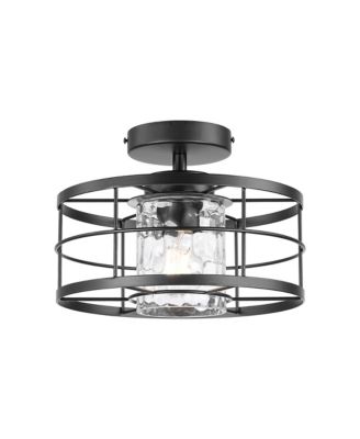 11-Inch Modern Caged Glass 1-Light Semi-Flush Mount Ceiling Light