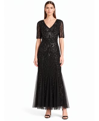 Women's Embellished Cape-Sleeve Gown