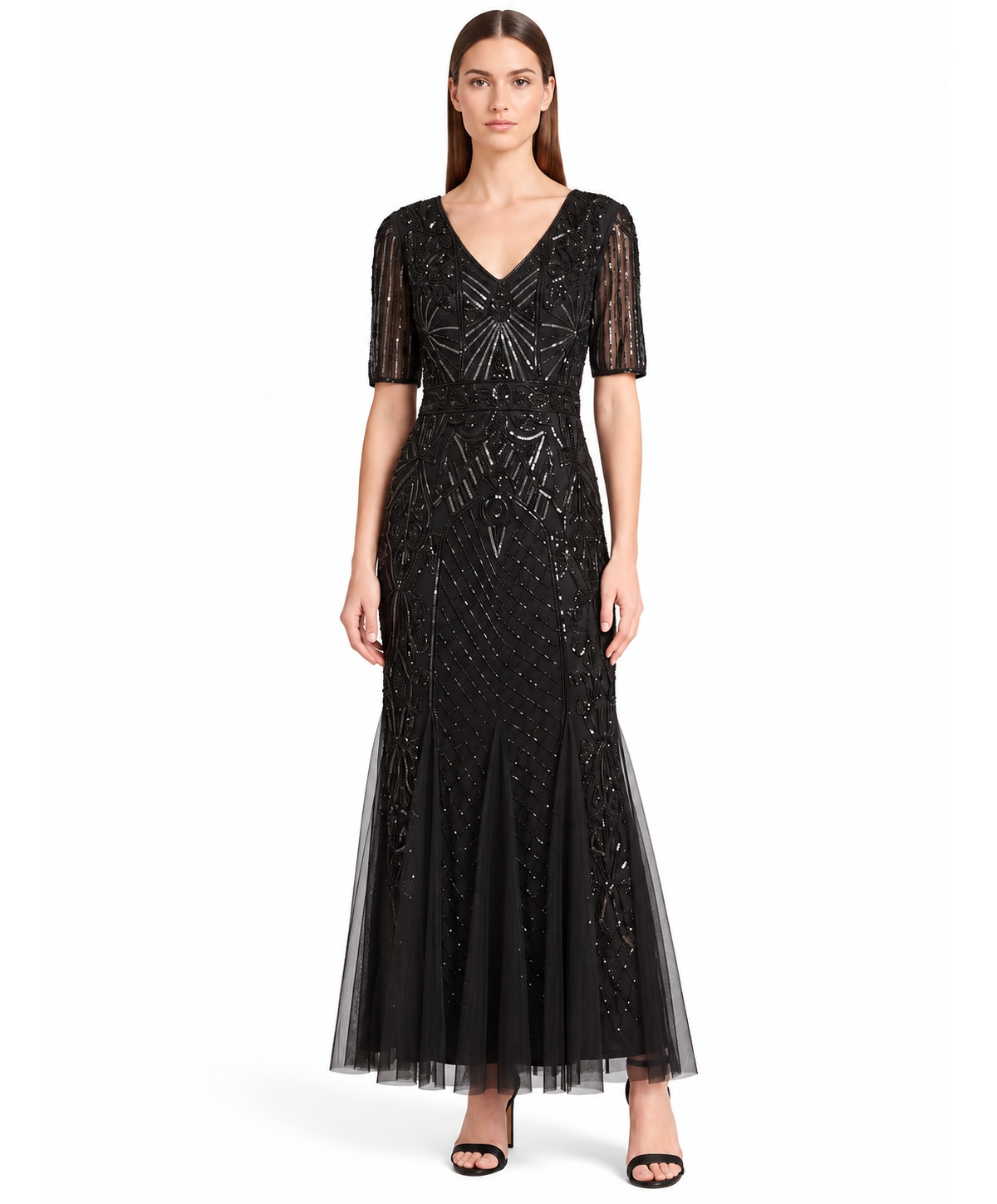 Lara Women's Embellished Cape-Sleeve Gown