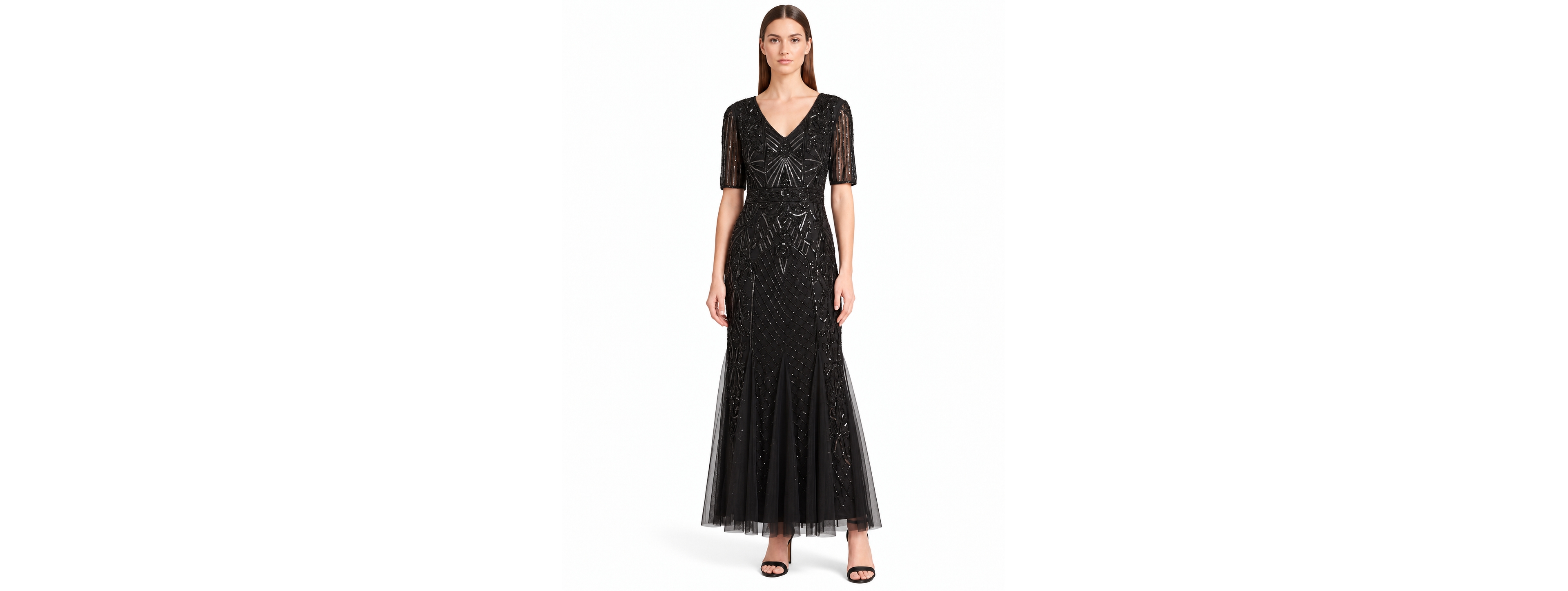 Lara Women's Embellished Cape-Sleeve Gown