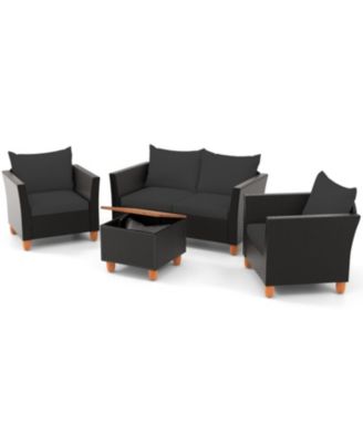 4-Piece Outdoor Conversation Set with Storage Coffee Table