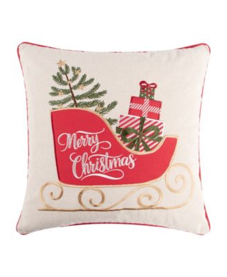 Santa's Gift Embroidered Decorative Pillow, 18" x 18"