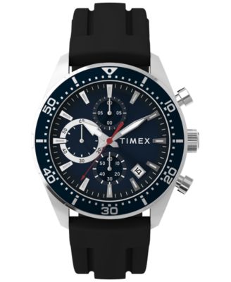 Men's Quartz Analog Chronograph Ridgefield Black Silicone Watch 42mm