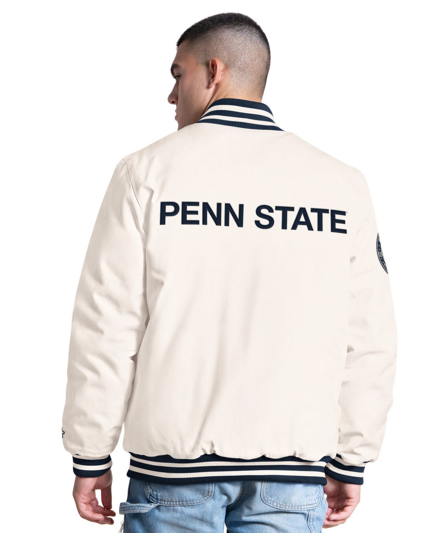 Мужская куртка Starter White Penn State Nittany Lions Spectator Varsity Full Snap — фото 3