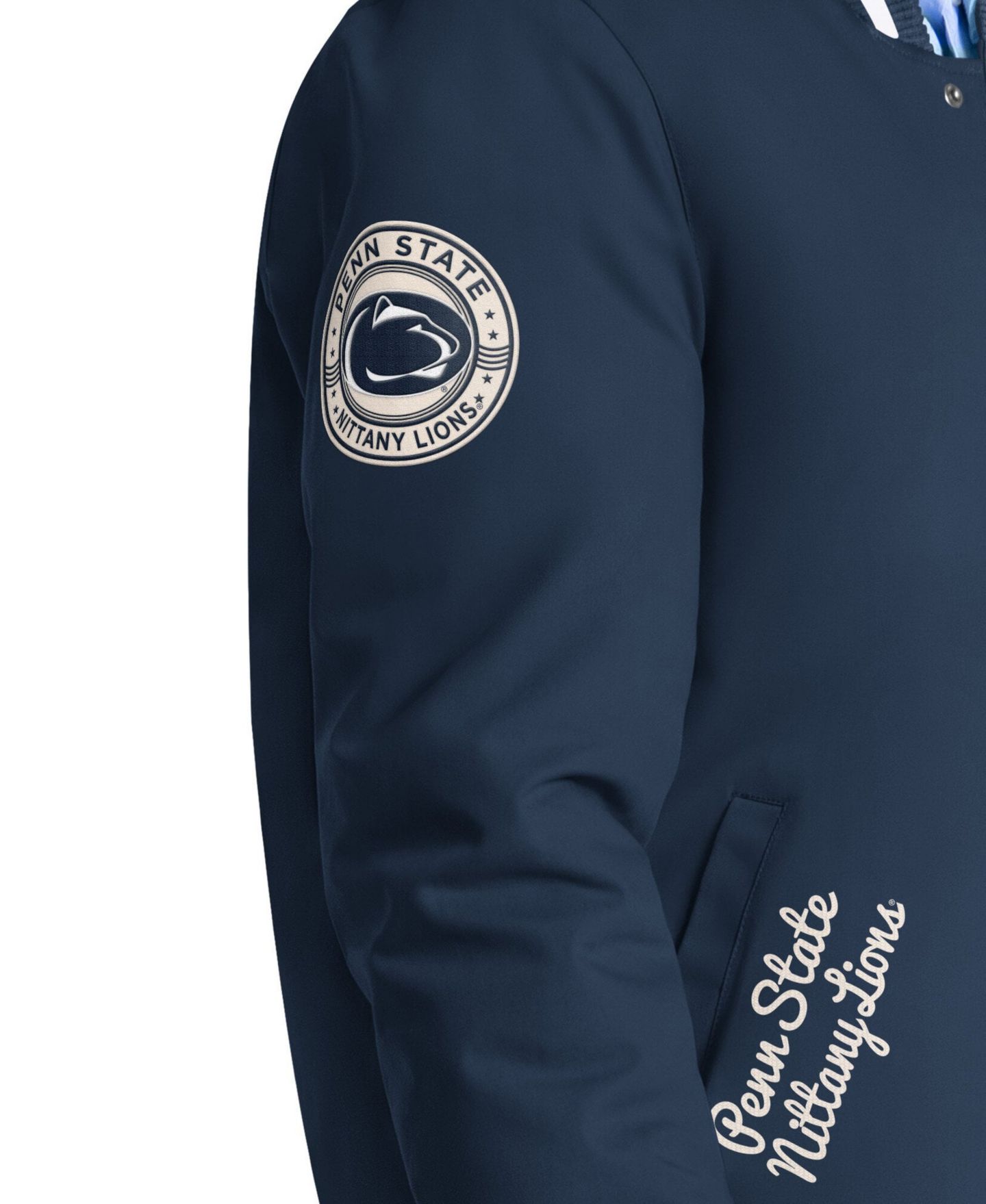 Мужская куртка Starter Navy Penn State Nittany Lions Spectator Varsity Full Snap — фото 2