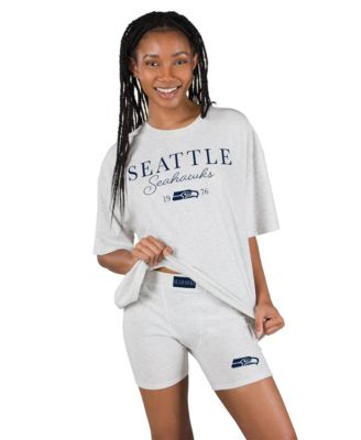 Women's Gray Seattle Seahawks Fray T-Shirt and Briefs Sleep Set