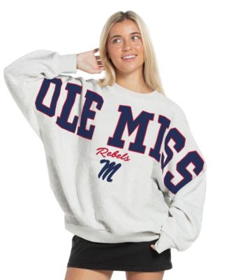 Women's Heather Gray Ole Miss Rebels Flannigan Oversized Fleece Sweatshirt
