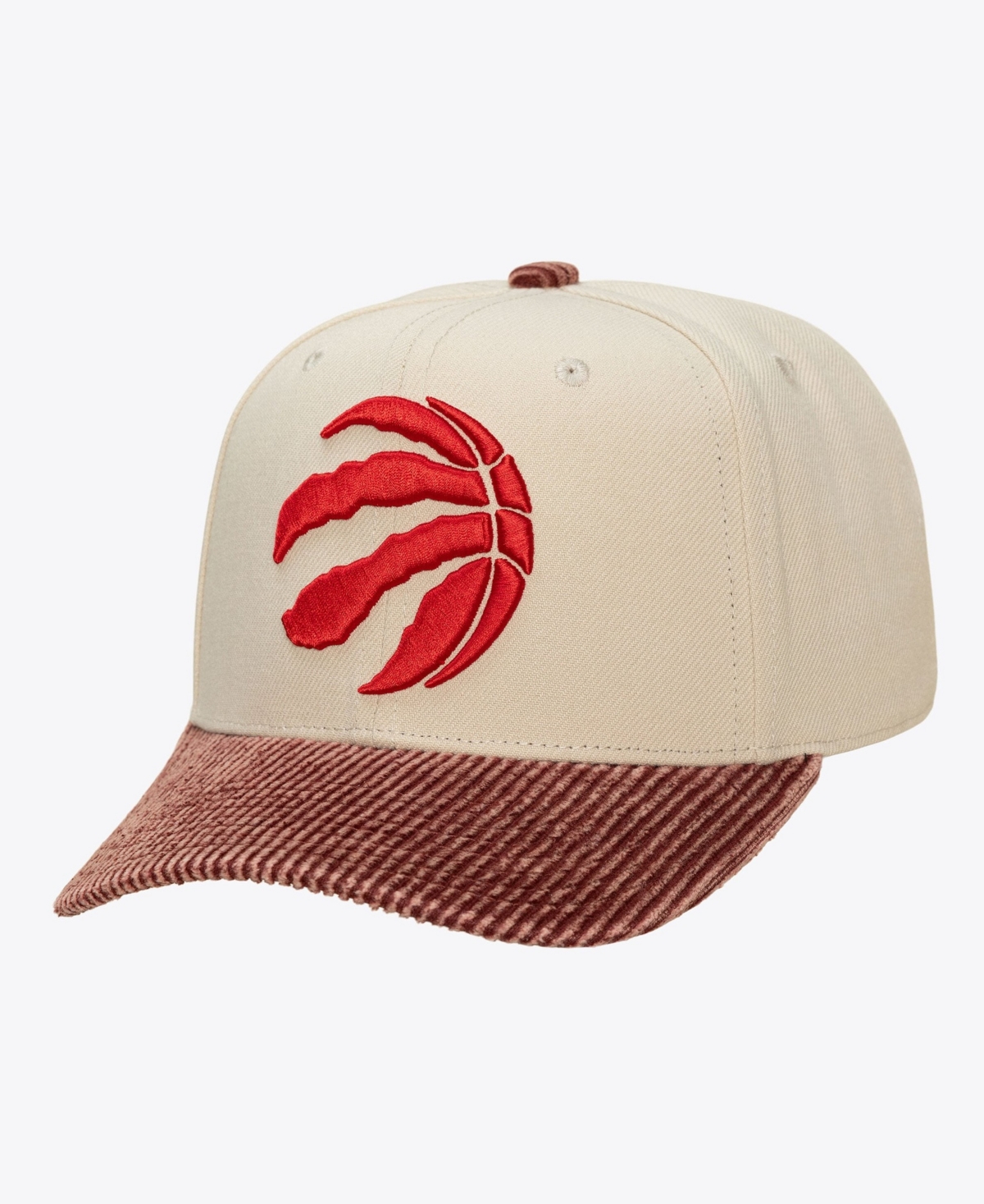 Mitchell & Ness Men's Cream/Red Toronto Raptors Washed Corduroy Pro Crown Snapback Hat - Cream, Red