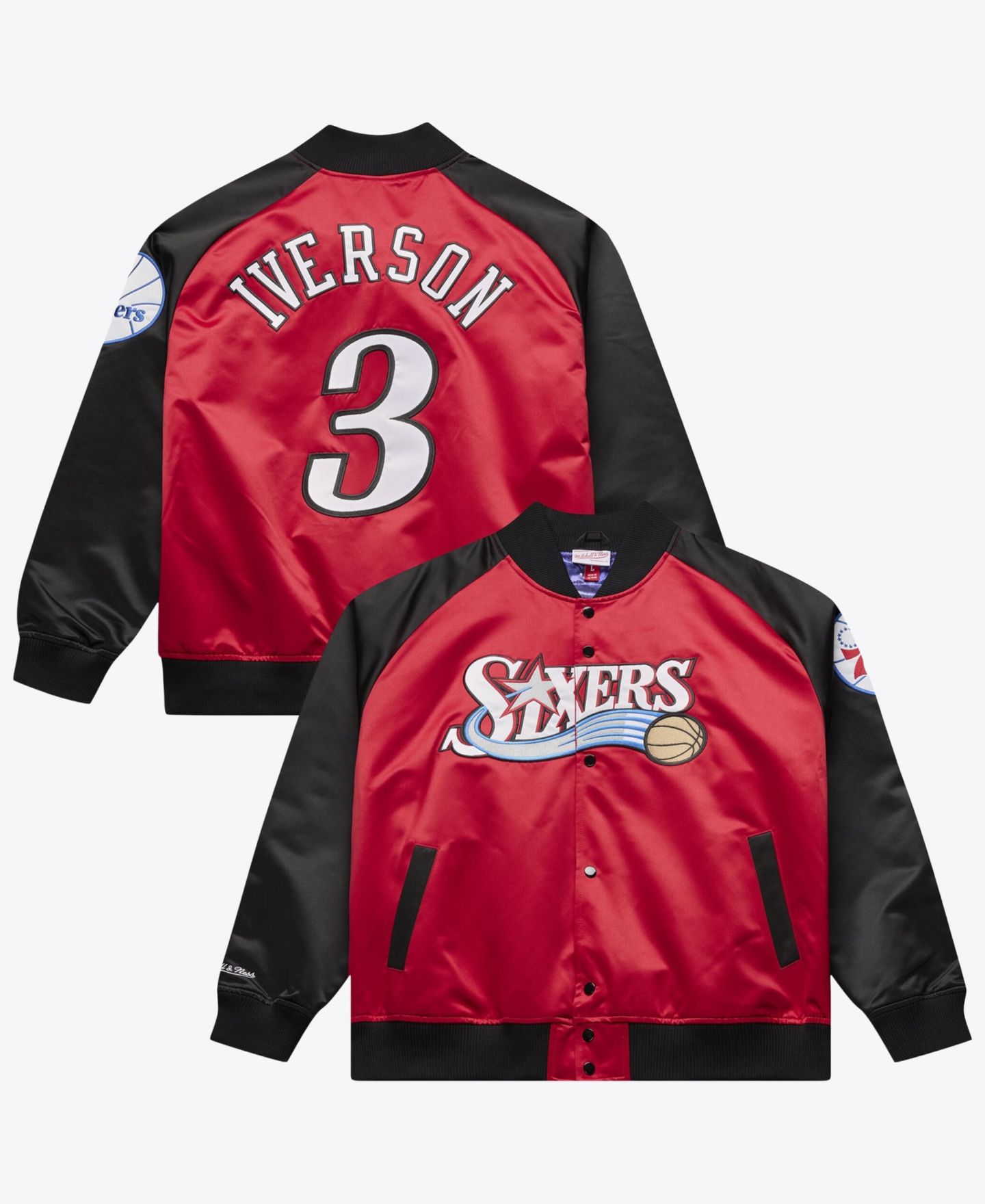 Мужская куртка Mitchell & Ness Allen Iverson Red Philadelphia 76ers Player Lightweight Satin — фото 1