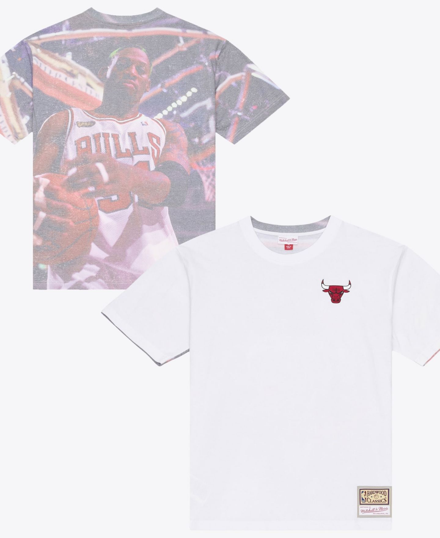 Мужская футболка Mitchell & Ness Dennis Rodman White Chicago Bulls Hardwood Classics Player Sublimated — фото 1