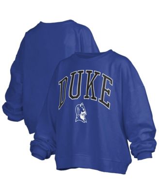 Women's Royal Duke Blue Devils Oversized Janise Arch Over Logo Fleece Sweatshirt