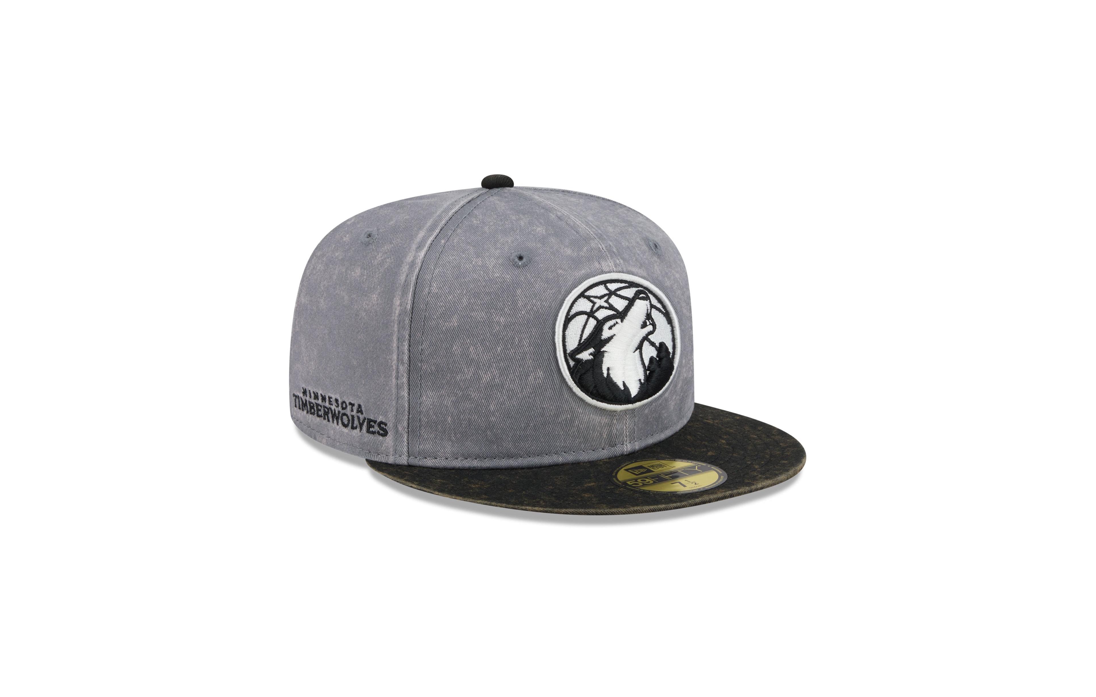 New Era Men's Gray/Black Minnesota Timberwolves Washed 59FIFTY Fitted Hat