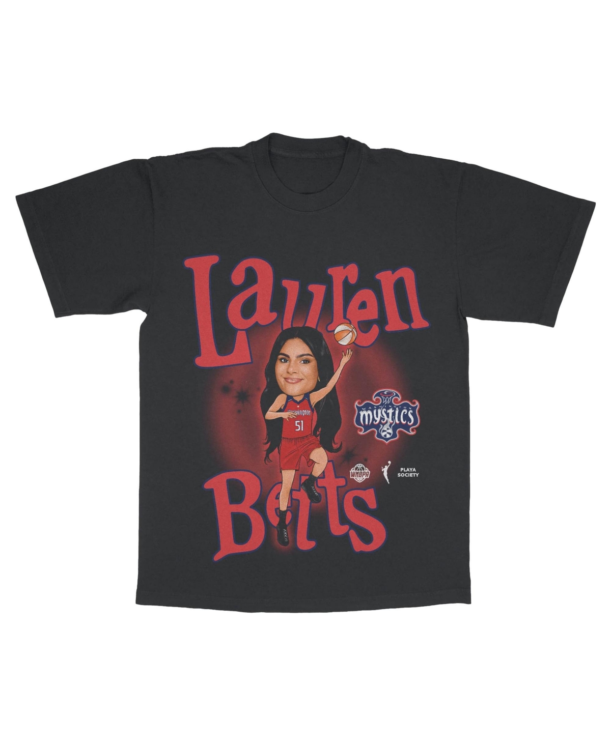 Playa Society Men's and Women's Lauren Betts Black Washington Mystics Player T-Shirt - Black