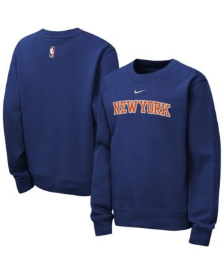 Big Boys' and Girls' Blue New York Knicks Essential Club Wordmark Crewneck Sweatshirt