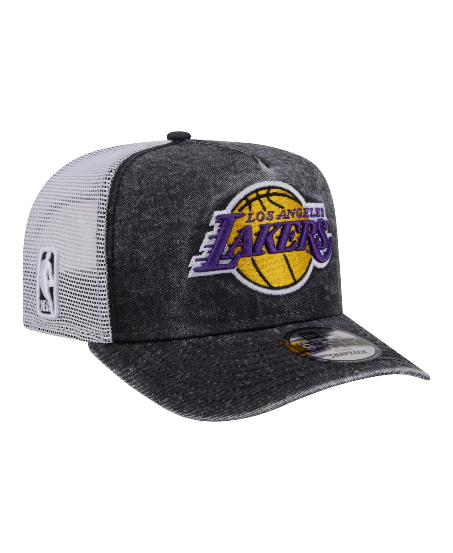 Мужская кепка New Era Black/White Los Angeles Lakers Washed Meshback 9FIFTY Adjustable Hat — фото 3