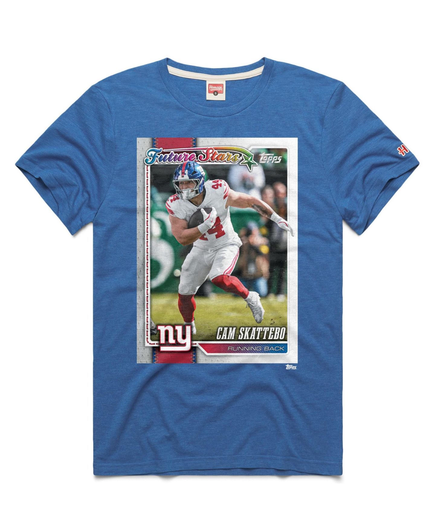 Футболка Homage Cam Skattebo Royal New York Giants NFL Topps Trading Card Tri-Blend — фото 1