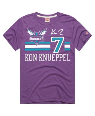 Men's and Women's Kon Knueppel Purple Charlotte Hornets Jersey Remix Tri-Blend T-Shirt