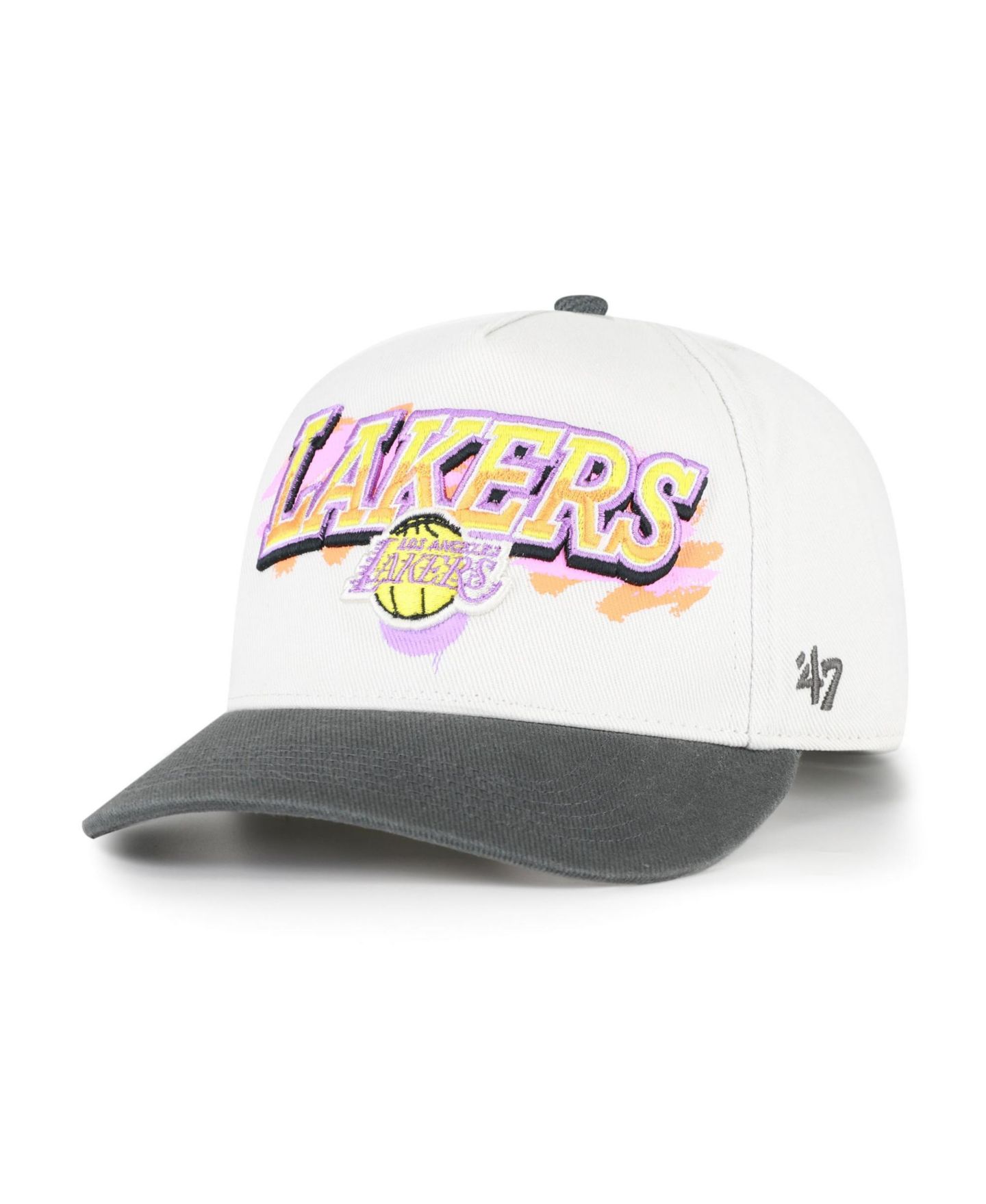 Мужская кепка '47 Brand Cream/Black Los Angeles Lakers City Paint Hitch Adjustable Hat — фото 1