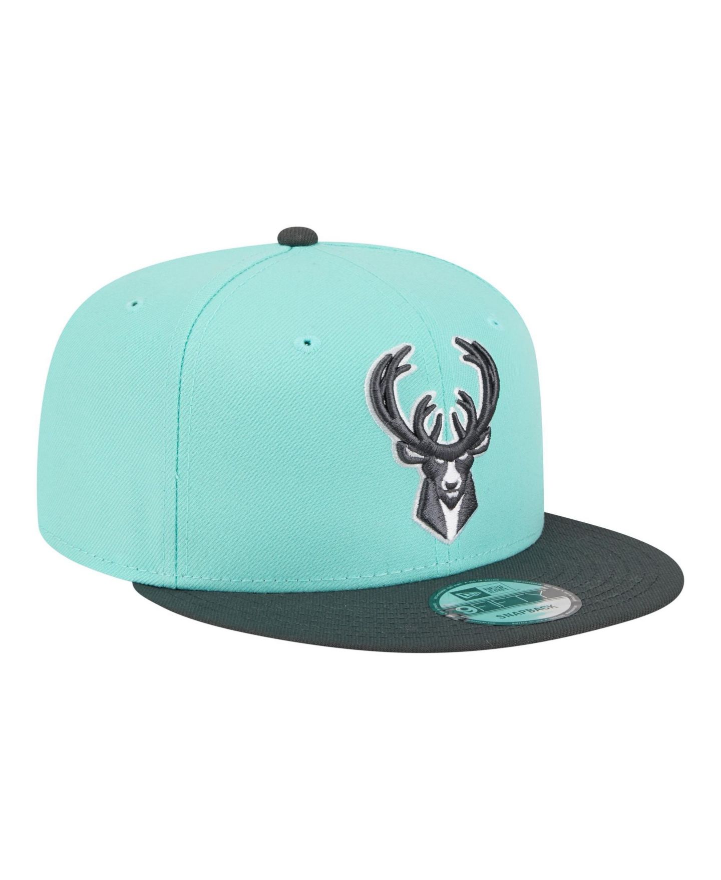 Мужские головные уборы New Era Turquoise/Charcoal Milwaukee Bucks Color Pack Two-Tone 9FIFTY Snapback Hat — фото 3
